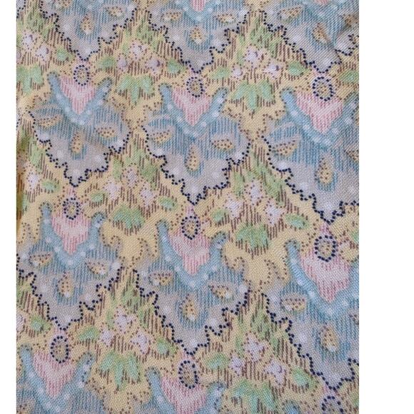 ANDREA VICCARO Silk Short Sleeve Button up Tailored Fit Blue Green Yellow Size L - Picture 6 of 6